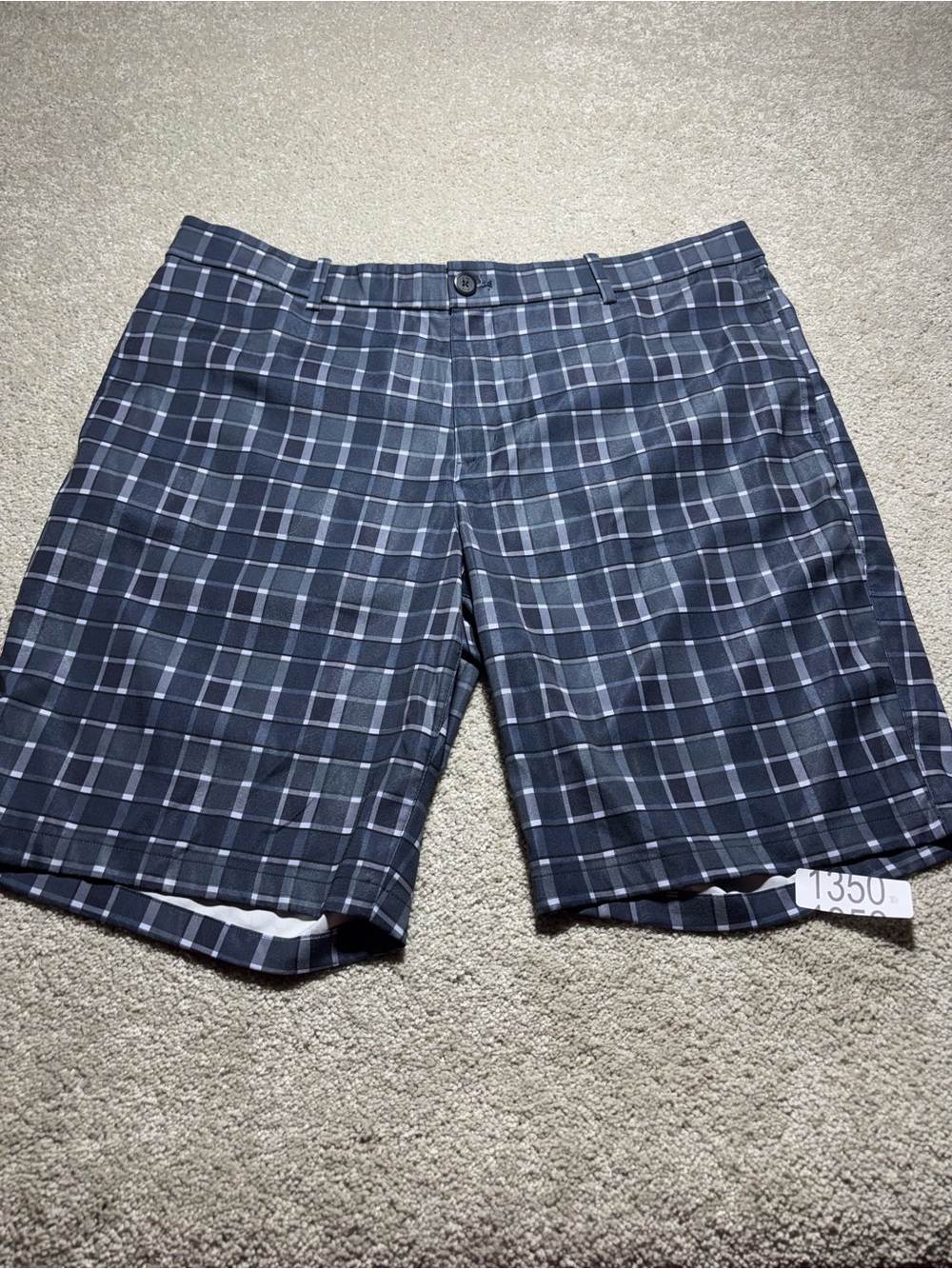 Nike Dri-fit Mens Golf Shorts Size 38 Golf Plaid Lightweight Gray Blue